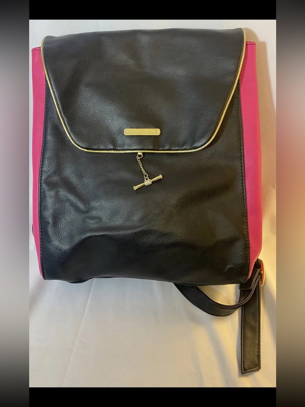 Juicy Couture Black and Pink Women's Backpack Tote - Gold Accent
